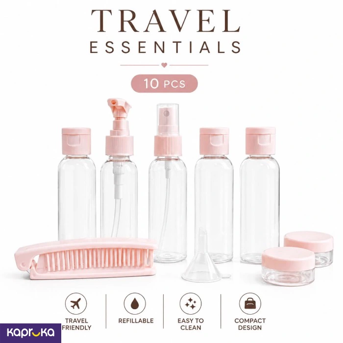 10pcs Portable Travel Bottles Set And Mini Comb Clip