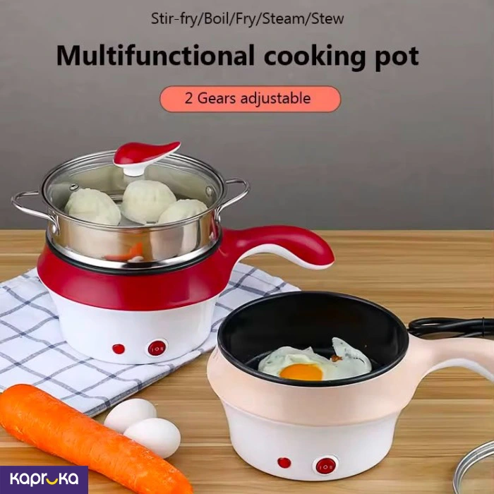 Electric Double Switch Multi Cooking Nonstick Hot Pot With Steamer