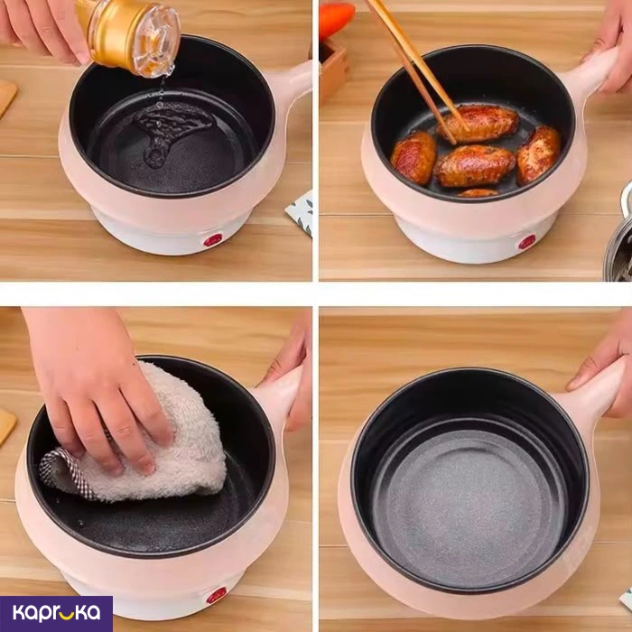 Electric Double Switch Multi Cooking Nonstick Hot Pot With Steamer