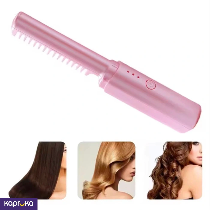 Mini 3 In 1 Electric Hair Straighteners Hot Comb Brush Pink