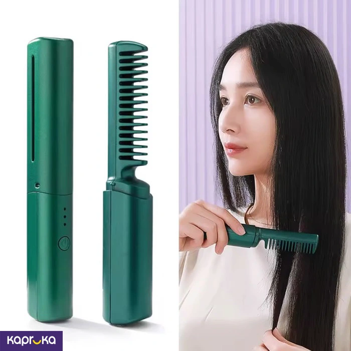 Mini 3 In 1 Electric Hair Straighteners Hot Comb Brush Green