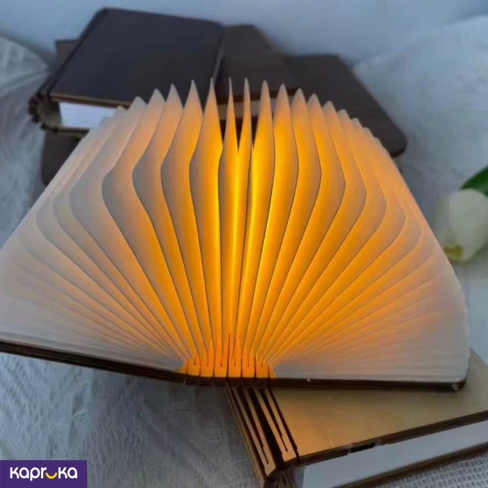 Rechargeable 3d Folding Creative Wooden Book Magnetic Night Lamp
