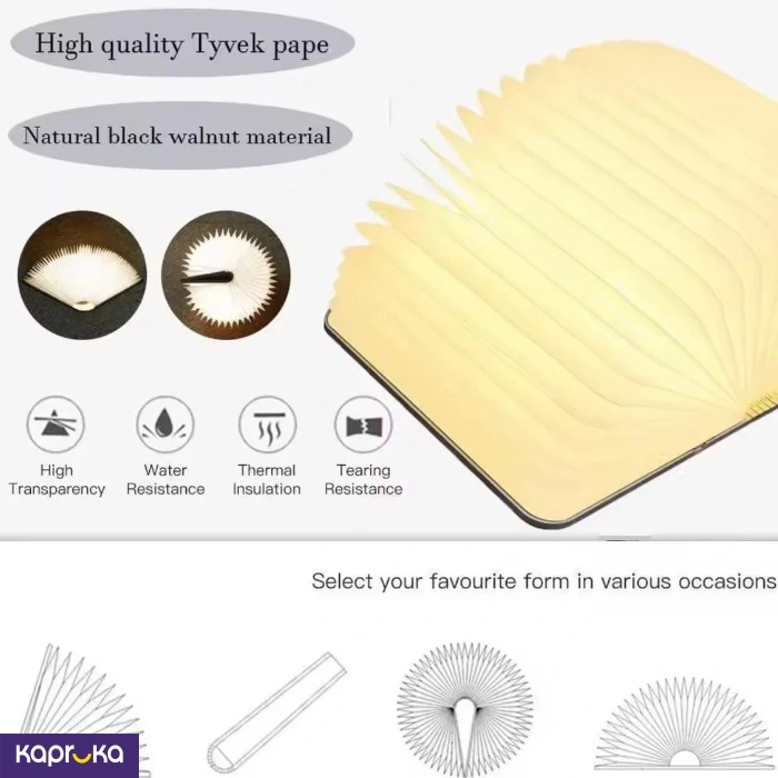 Rechargeable 3d Folding Creative Wooden Book Magnetic Night Lamp