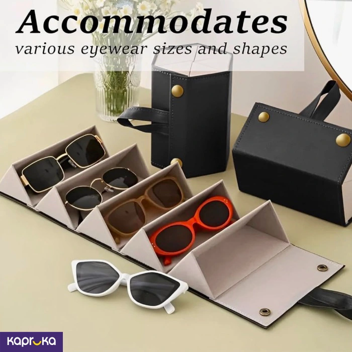Sunglasses Organizer Foldable Travel Storage Case Black