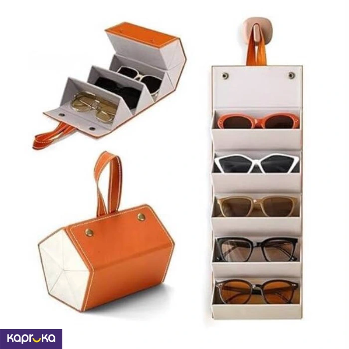 Sunglasses Organizer Foldable Travel Storage Case Pouch Brown