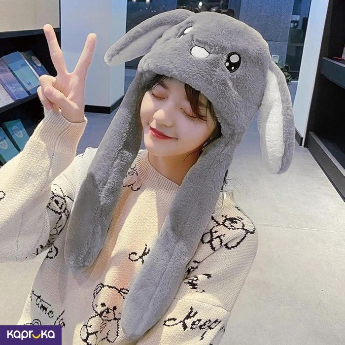 Kawaii Cartoon Animal Cosplay Ear Popping Bunny Hat Grey