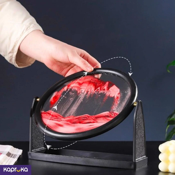 Rotatable Moving Sand Art Picture Motion Display Flowing Stand Red