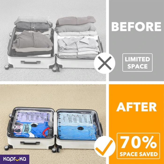 Space Saving Reusable Vacuum Storage Bags Pack With Hand Pump