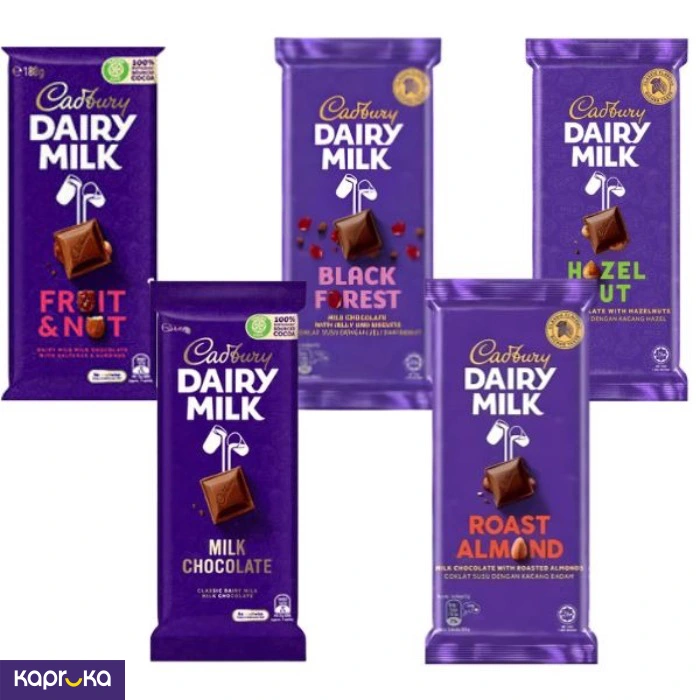 Cadbury 130g 5 Flavors Pack Milk Roasted Almond Hazelnut Black Forest Fruit And Nut