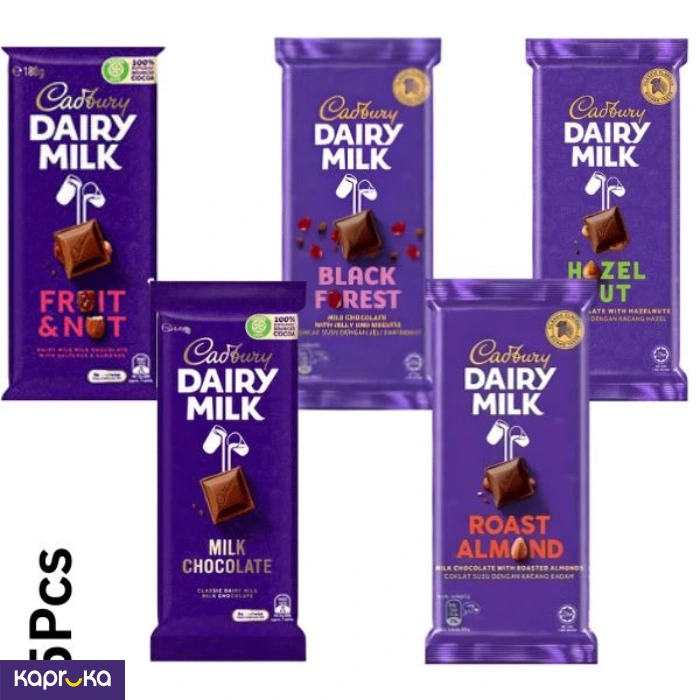 Cadbury 130g 5 Flavors Pack Milk Roasted Almond Hazelnut Black Forest Fruit And Nut