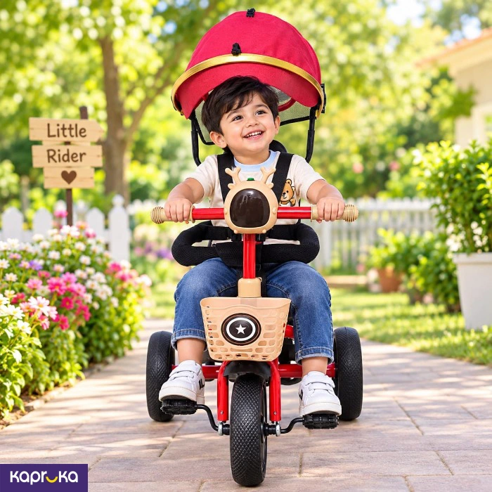 Baby Stroller Tricycle And Adjustable Push Handle With Music And Lights