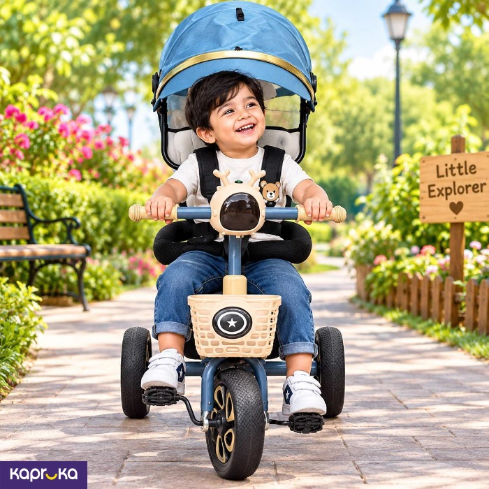 Baby Stroller Tricycle And Adjustable Push Handle With Music And Lights