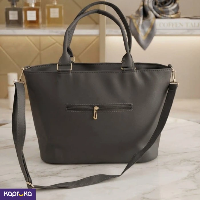 Elegant Charcoal Gray Quilted Handbag With Coin Purse