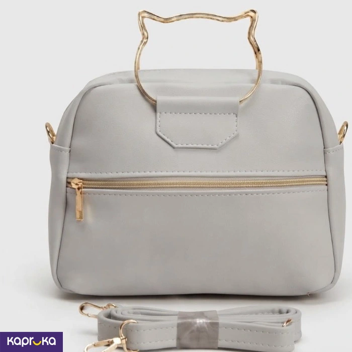 Elegant Cat Handle Handbag Gray