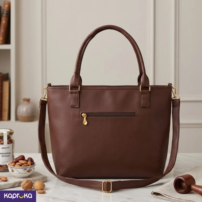 Elegant Quilted Dark Brown Hand Bag With Coin Purse