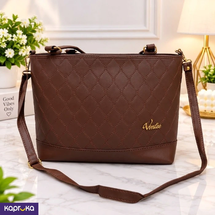 Elegant Quilted Brown Bag With Detachable Strap