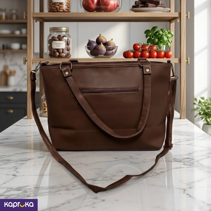 Elegant Quilted Brown Bag With Detachable Strap