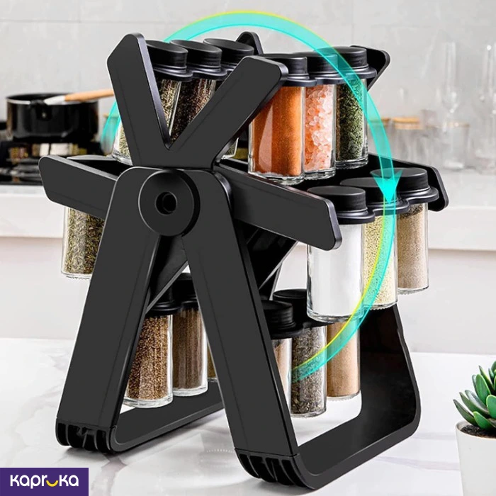 Rotating Spice Rack Organizer With 18 Spice Jars