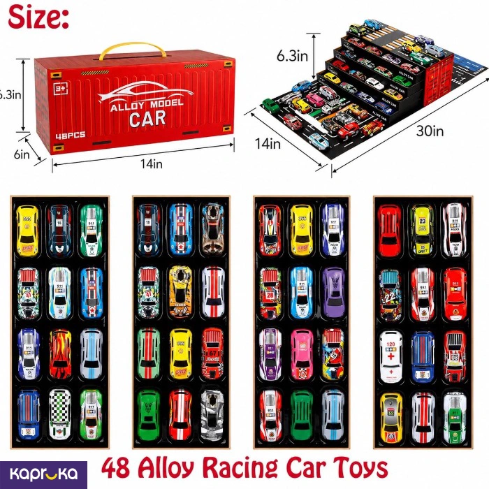 Container Box Die Cast Car Set 48pcs