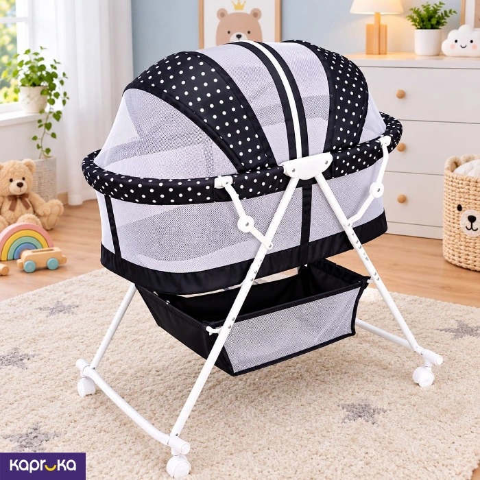 Baby Crib Dark Blue And White