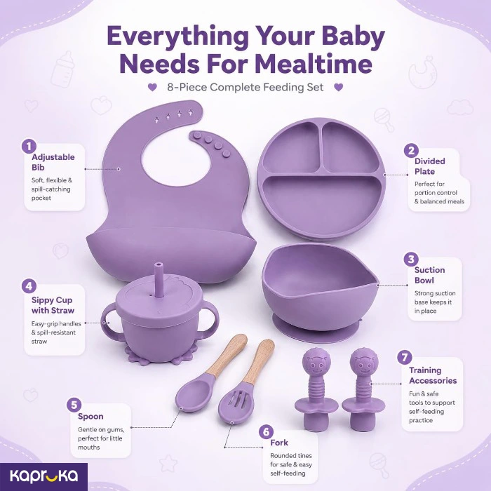 Baby 8pcs Silicone Feeding Set