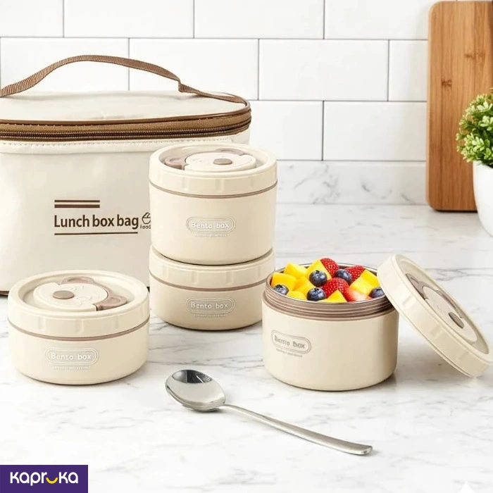 Lunch Box Set With Bag 4 Stainless Steel Food Containers