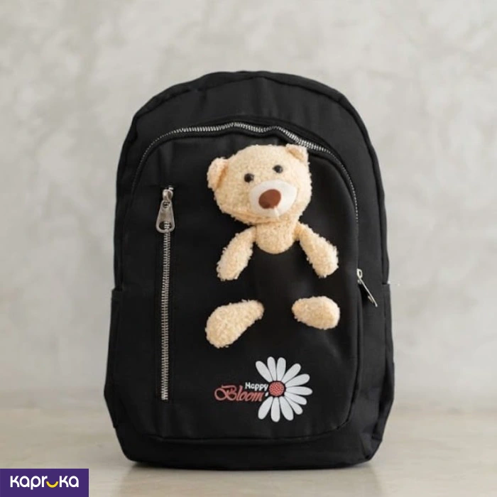 Teddy Bear Happy Bloom Black Backpack
