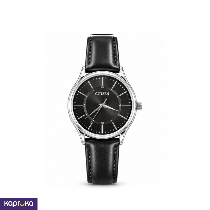Citizen Mens Classic Black Dial Black Leather Strap Watch