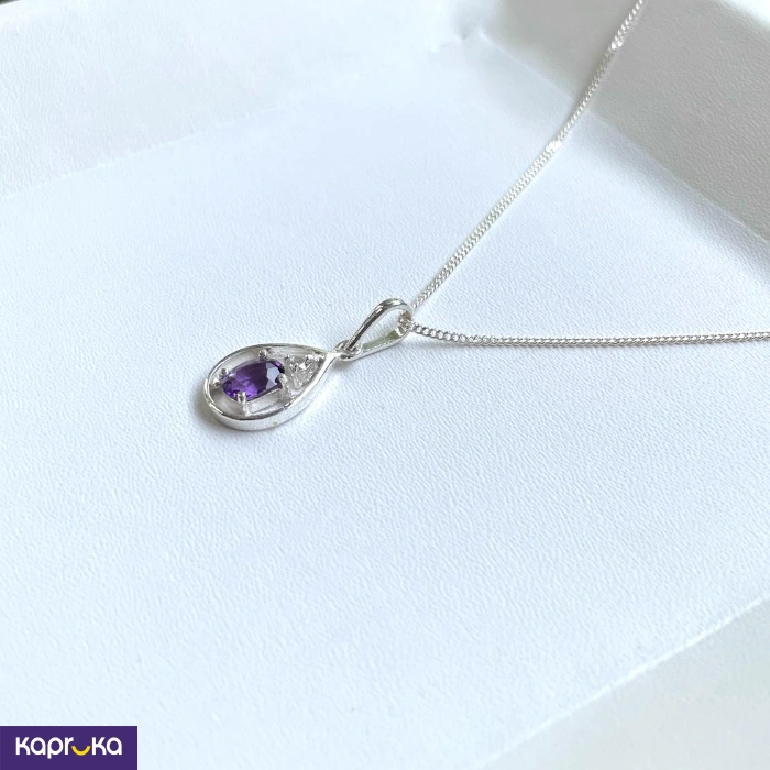 Handcrafted Sterling Silver Amethyst Teardrop Pendant Necklace