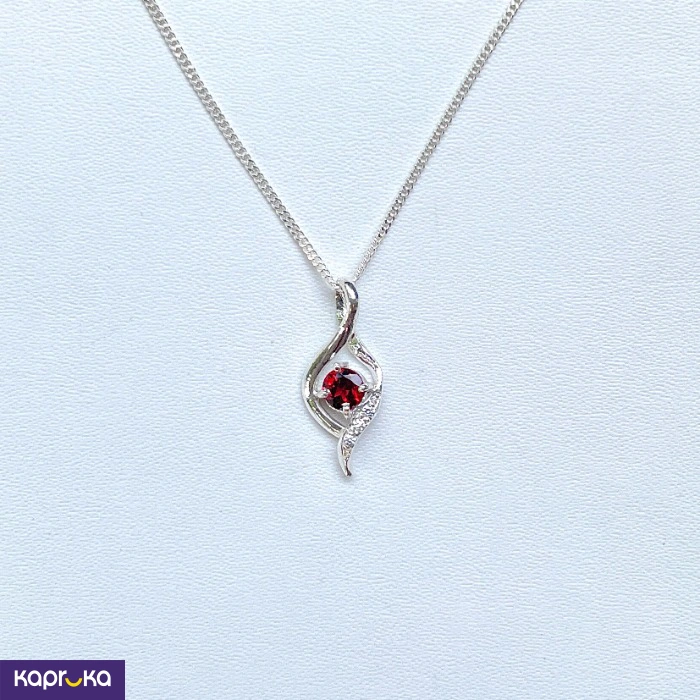 Handcrafted Sterling Silver Red Garnet Pendant With Necklace