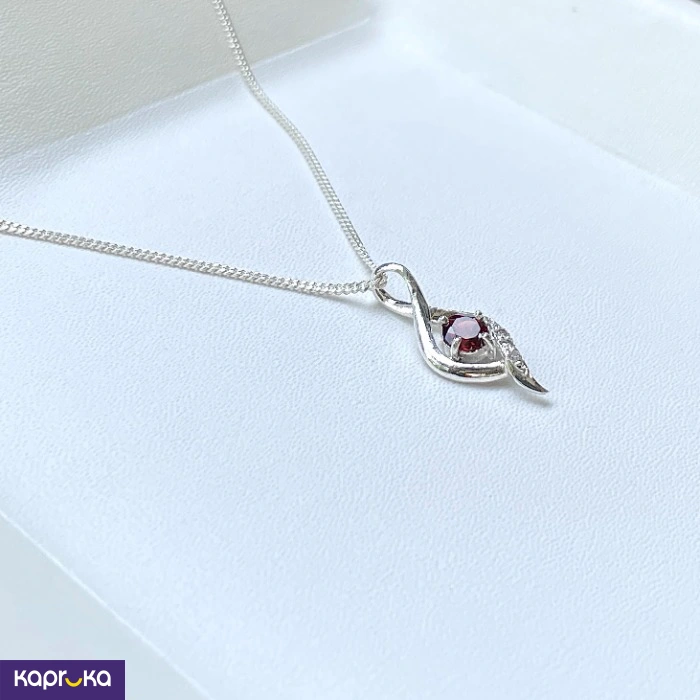 Handcrafted Sterling Silver Red Garnet Pendant With Necklace
