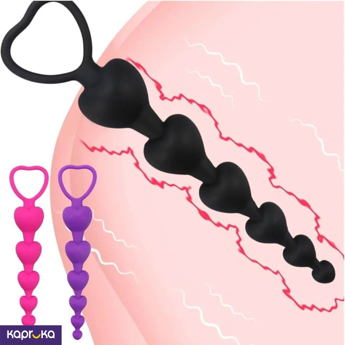 Long Beads Black Color Anal Plug With Lubricant Sachets Two Packets