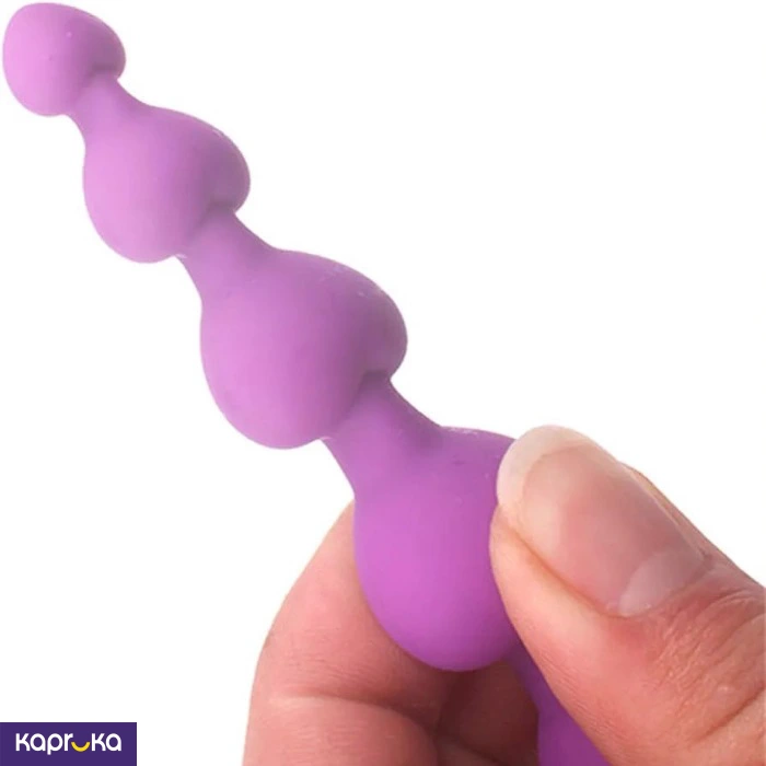 Long Beads Purple Color Anal Plug With Lubricant Sachets Two Packets