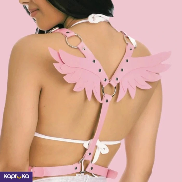 Angel Wings Harness Women Set Pink Color Garter Belt Gothic Suspender Body Bondage Waist Thigh Strap