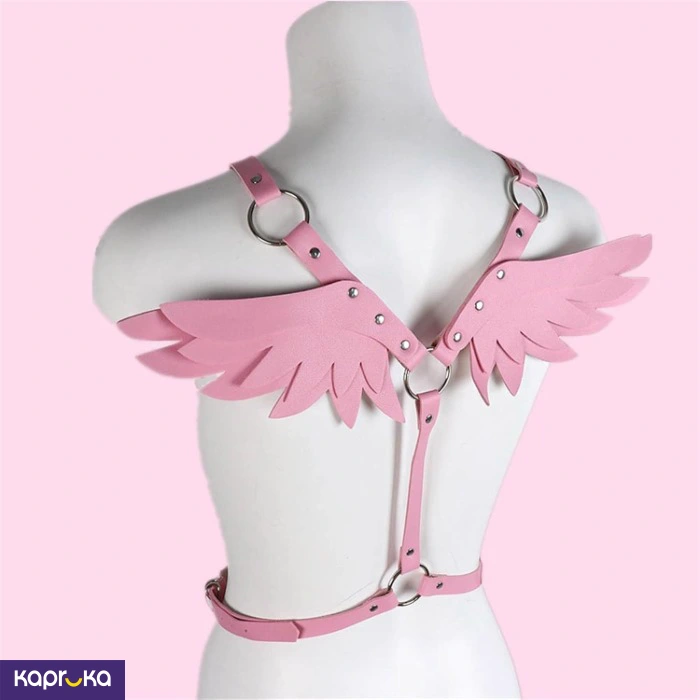 Angel Wings Harness Women Set Pink Color Garter Belt Gothic Suspender Body Bondage Waist Thigh Strap