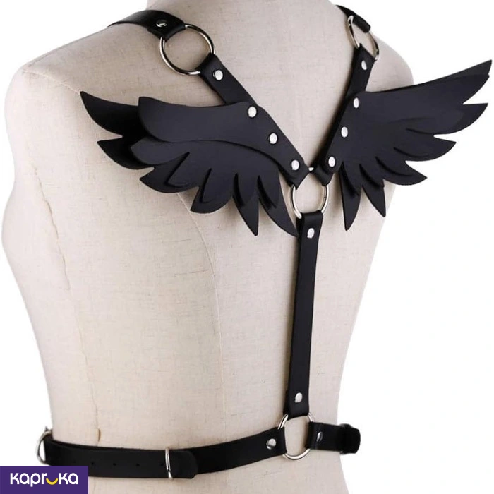 Angel Wings Harness Women Set Blac Color Garter Belt Gothic Suspender Body Bondage Waist Thigh Strap