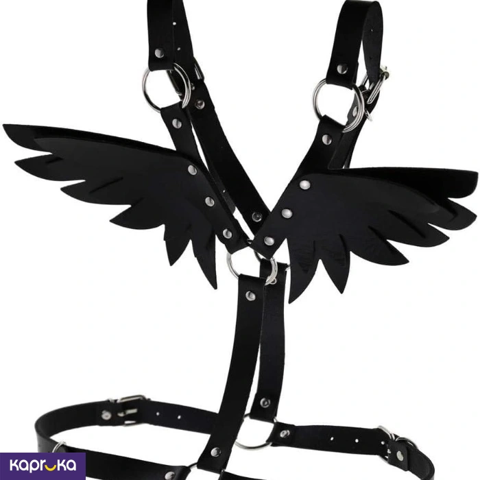 Angel Wings Harness Women Set Blac Color Garter Belt Gothic Suspender Body Bondage Waist Thigh Strap