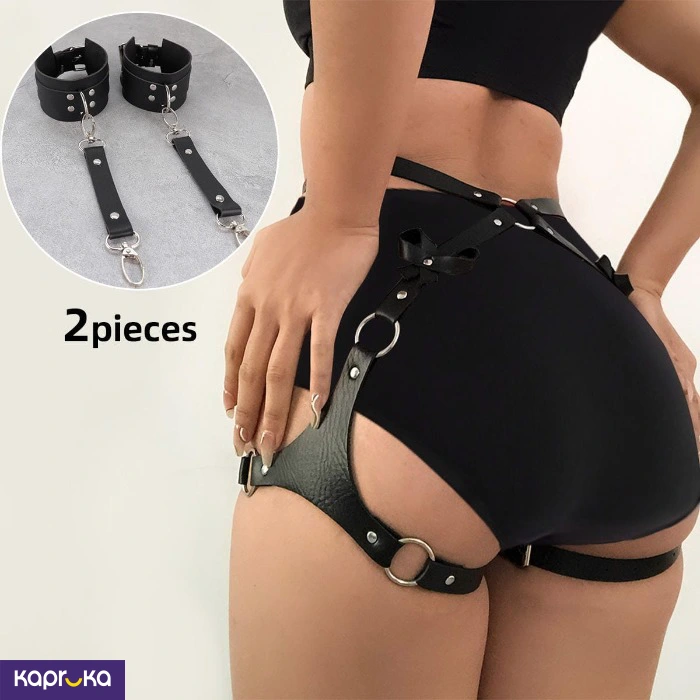 Leather Punk Leg Garter Body Bondage Harness Belt Women Bowknot Rivet Thigh Leg Garter Gothic Access