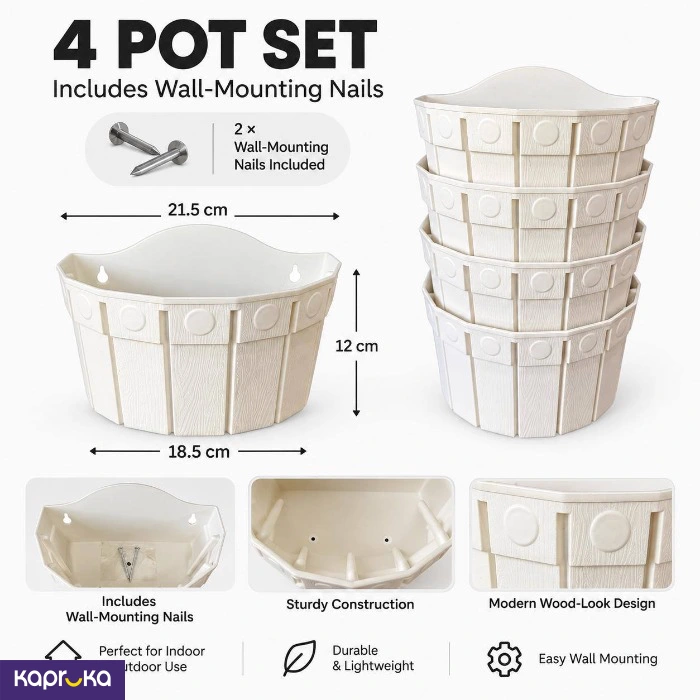 Wall Hanging Plant Pots 4 Pot Set White