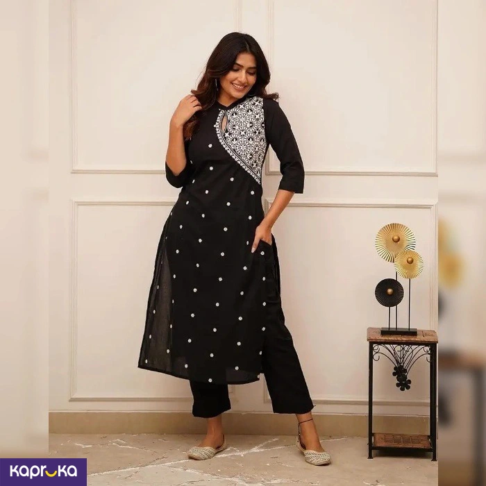 Angels Attic Black Embroidery Kuruti Set