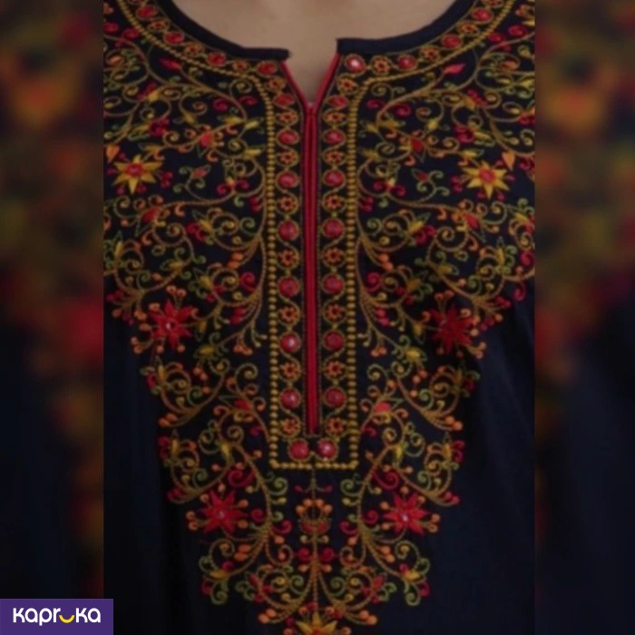Angels Attic Embroidery Black Kuruta Top