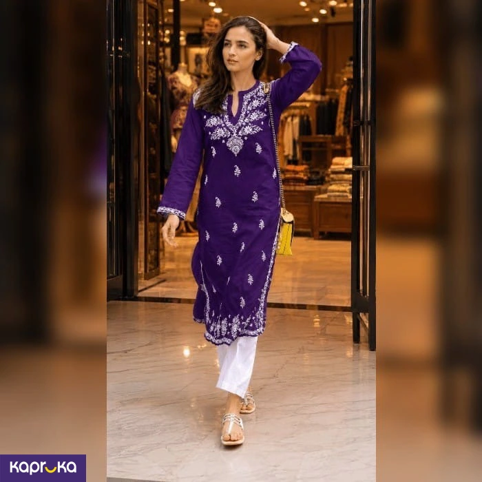 Angels Attic Purple Embroidery Kurta
