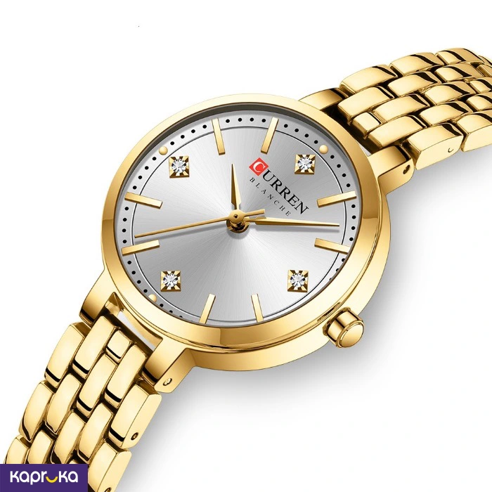 Curren Ladies Wrist Watch With Modern Silver Dial Stainless Steel Gold Analog Watch