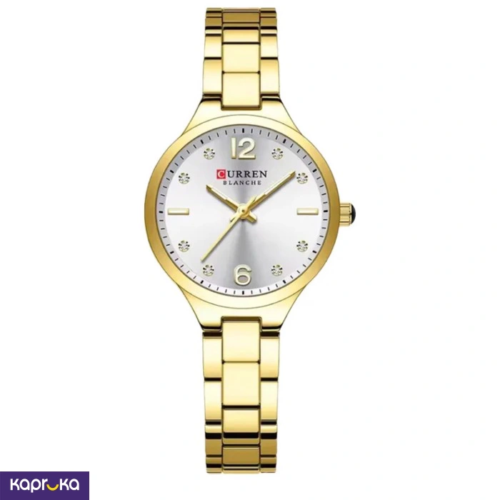 Curren Ladies Wrist Watch With Modern Silver Dial Stainless Steel Gold Analog Watch