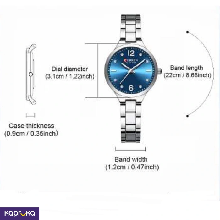 Curren Ladies Wrist Watch With Modern Silver Dial Stainless Steel Gold Analog Watch