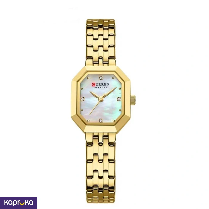 Curren Ladies Wrist Watch With Modern White Dial Stainless Steel Gold Analog Watch