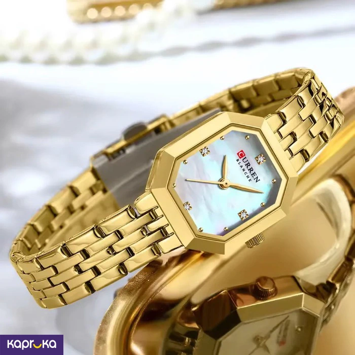 Curren Ladies Wrist Watch With Modern White Dial Stainless Steel Gold Analog Watch