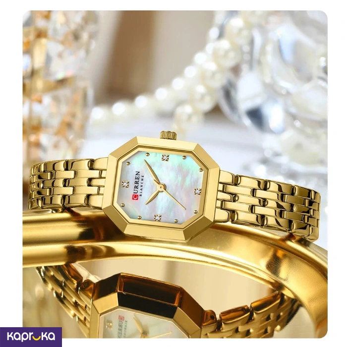 Curren Ladies Wrist Watch With Modern White Dial Stainless Steel Gold Analog Watch