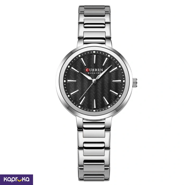 Curren Ladies Wrist Watch With Modern Black Dial Stainless Steel Silver Analog Watch