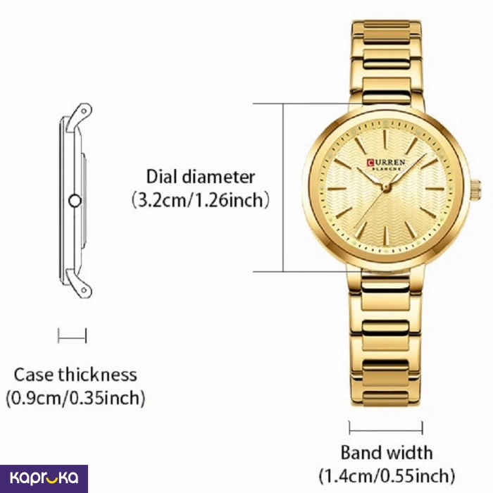 Curren Ladies Wrist Watch With Modern Black Dial Stainless Steel Silver Analog Watch